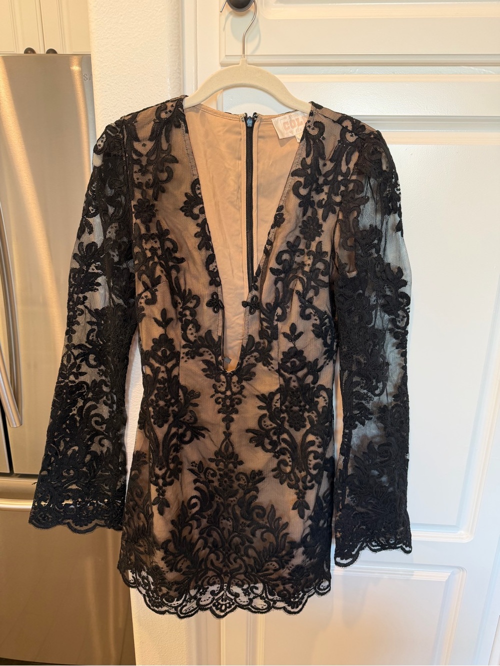 Stone Cold Fox Black Lace Dress with Nude Lining